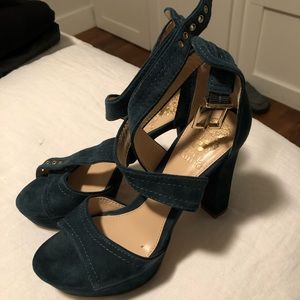 Platform suede heels